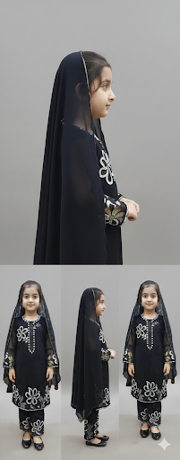 Women Black Embroidered Georgette Suit Set with Dupatta