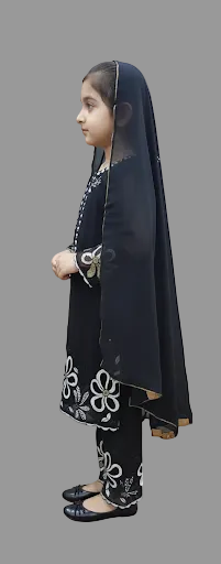 Women Black Embroidered Georgette Suit Set with Dupatta