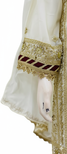 Exquisite Ivory & Gold Georgette Festive Suit for Girls