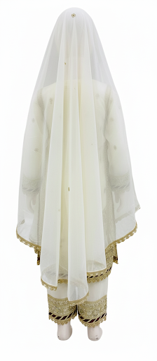 Exquisite Ivory & Gold Georgette Festive Suit for Girls