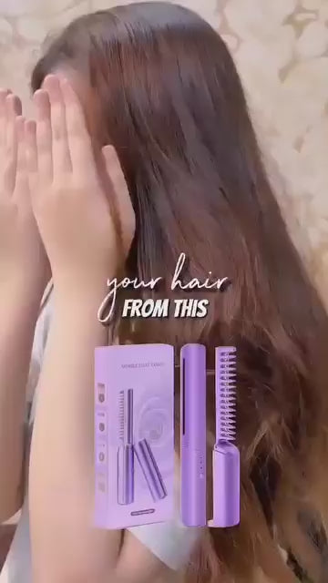 Meneflix Portable Mini Hair Straightener Cordless Rechargeable Mini Adjustable Hair Straightener Hot Comb